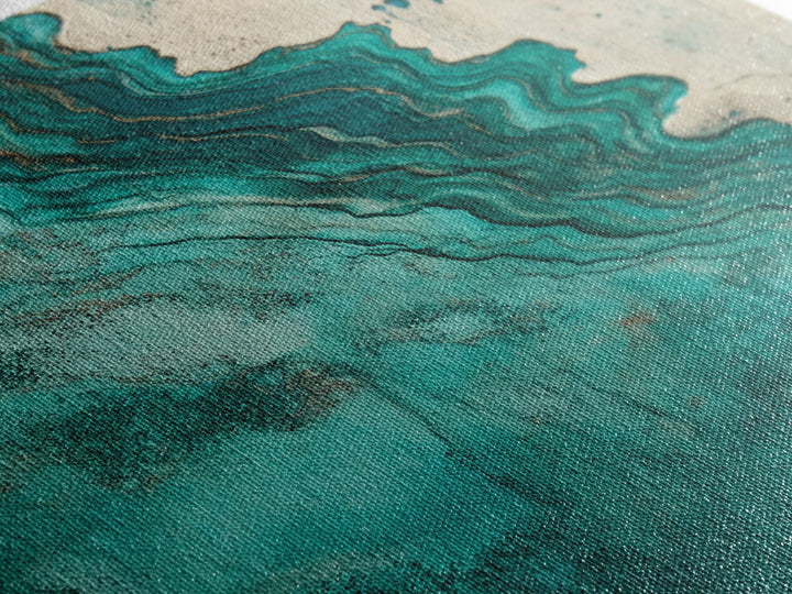 Abstract Turquoise Waves Canvas Print | Modern Wall Art | Fluid Acrylic Painting | Contemporary Home Decor | Office Art