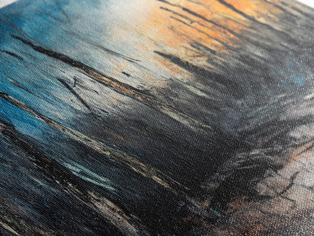 Burnt Forest, Forest At Dusk Painting, Moody Art, Nature Wall Art, Dark Landscape Painting, Abstract Forest Art, Framed Canvas Print