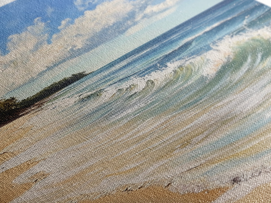 Beach Waves, Coastal Landscape Art, Nautical Wall Art, Above Bed Wall Art, Nautical Decor, Extra Wide Art, Framed Canvas Print