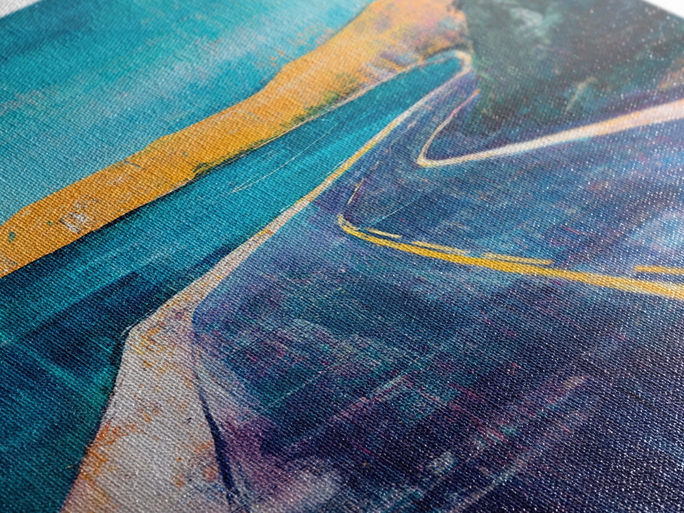 Coastal Highway, surf wall art, coastal decor, scenic road painting, living room art, minimalist art, Framed Canvas Print, gift idea