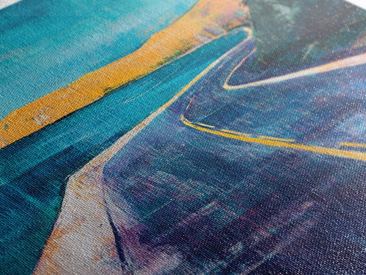 Coastal Highway, surf wall art, coastal decor, scenic road painting, living room art, minimalist art, Framed Canvas Print, gift idea