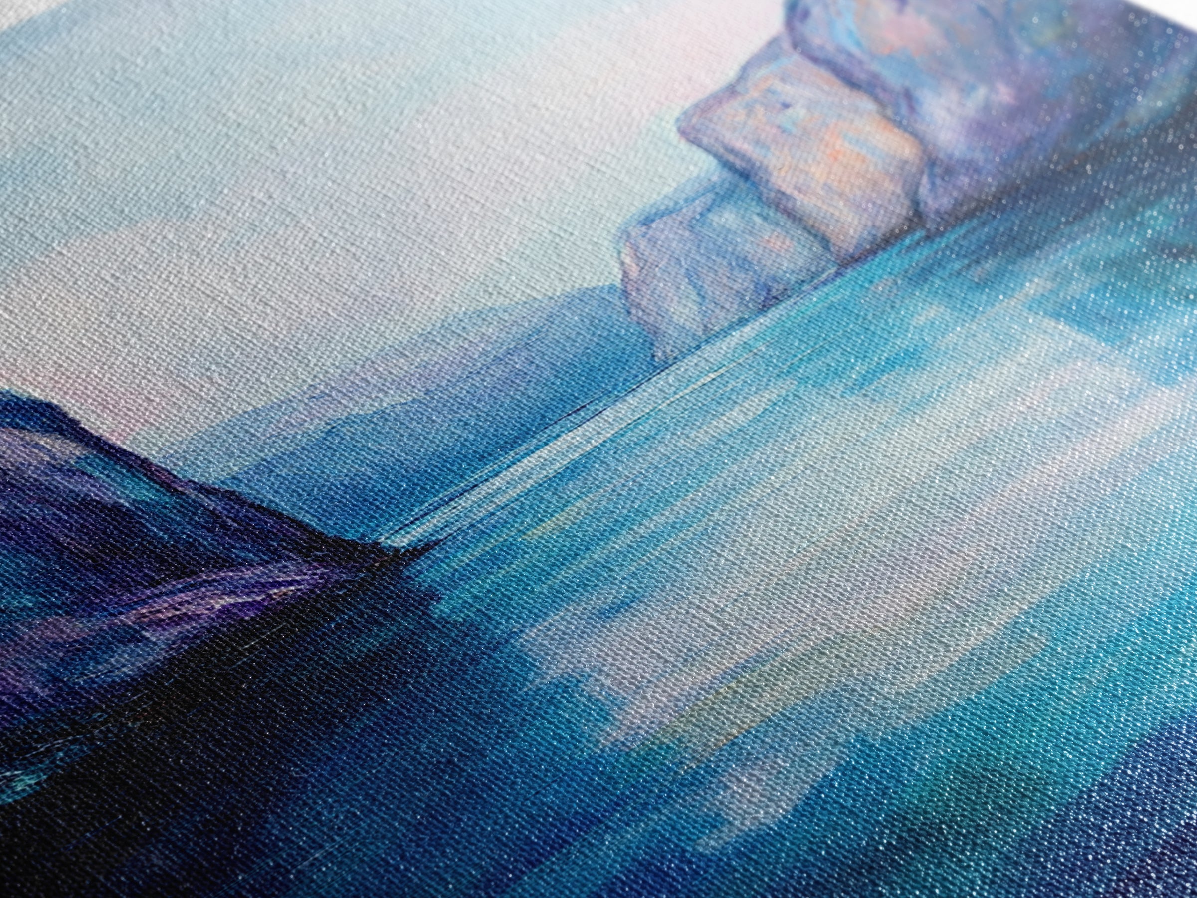 coastal landscape art, framed canvas print, nautical painting, seascape painting, blue and green wall art, ocean painting, gift idea