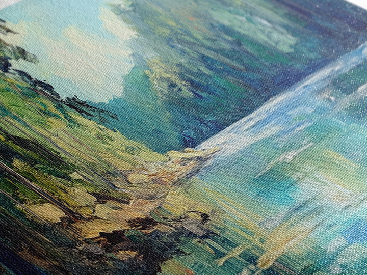 River Valley Framed Canvas Print Tranquil Nature Wall Art, Lush Green Landscape, Summer Cabin Artwork, Rustic Living Room Decor