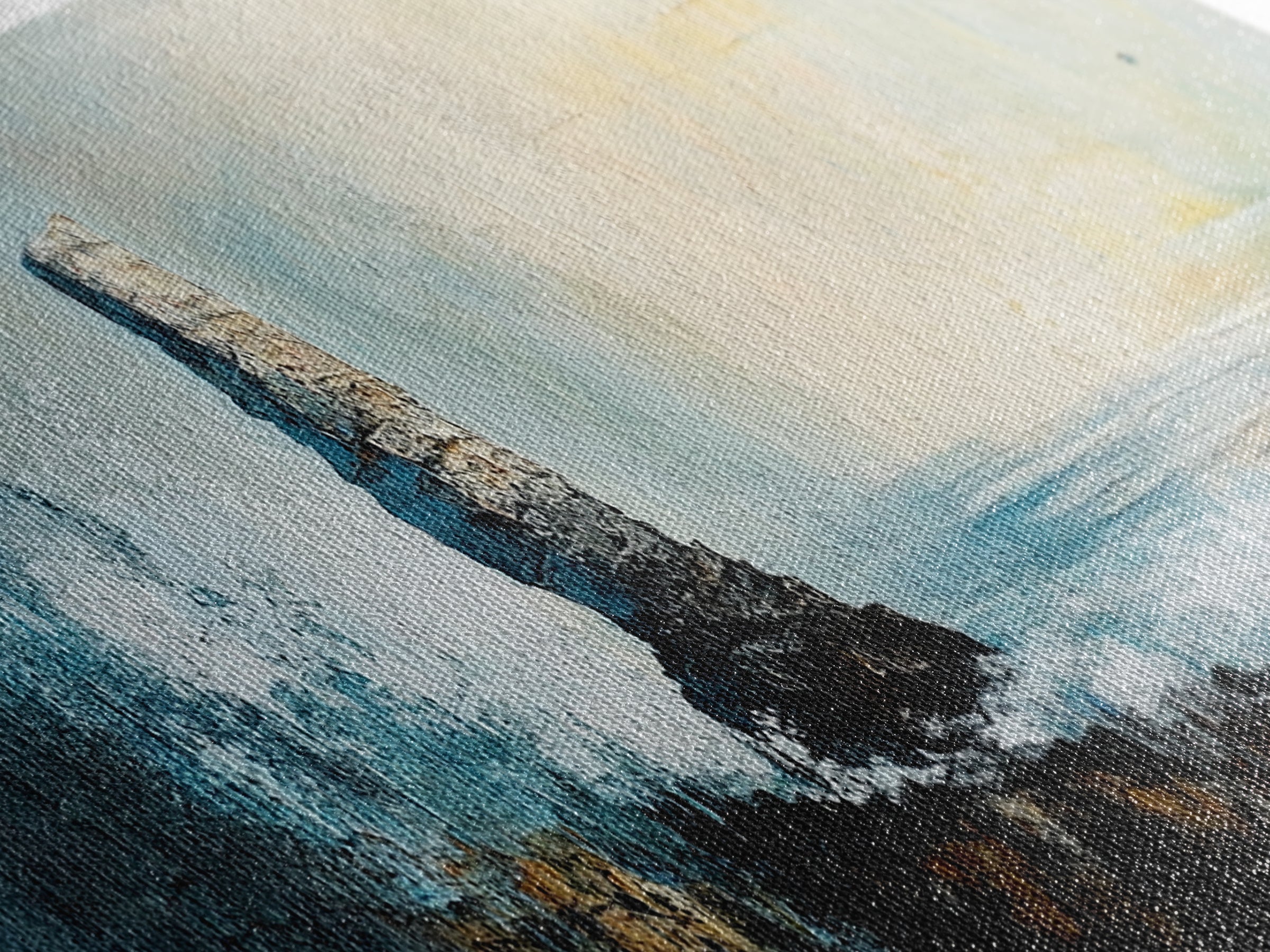 Dramatic Ocean Waves Framed Canvas Print, Moody Seascape Wall Art, Stormy Coastal Painting, Nautical Home Decor, Minimalist Art