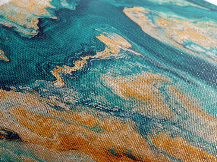 Abstract Ocean Map Painting, Modern Coastal Art, Nautical Wall Decor, Blue and Gold Artwork, Beach House Decor, Living Room Art