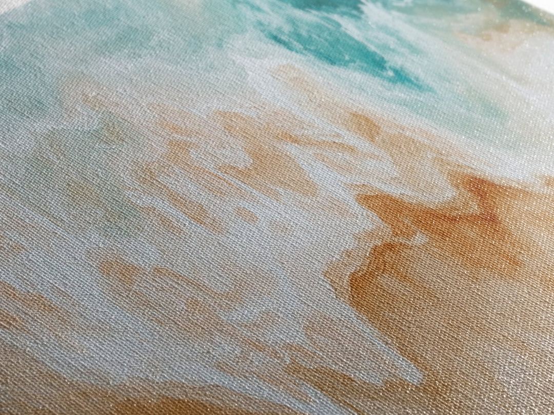 Coastal Beach Waves Painting, Serene Ocean Art, Abstract Shoreline Wall Decor, Neutral Beach House Decor, Modern Living Room Art