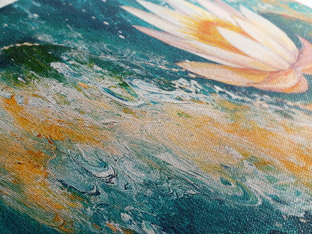 Abstract Water Lily Art, Dreamy Floral Painting, Tranquil Zen Home Decor, Serene Botanical Wall Art, Modern Living Room Artwork