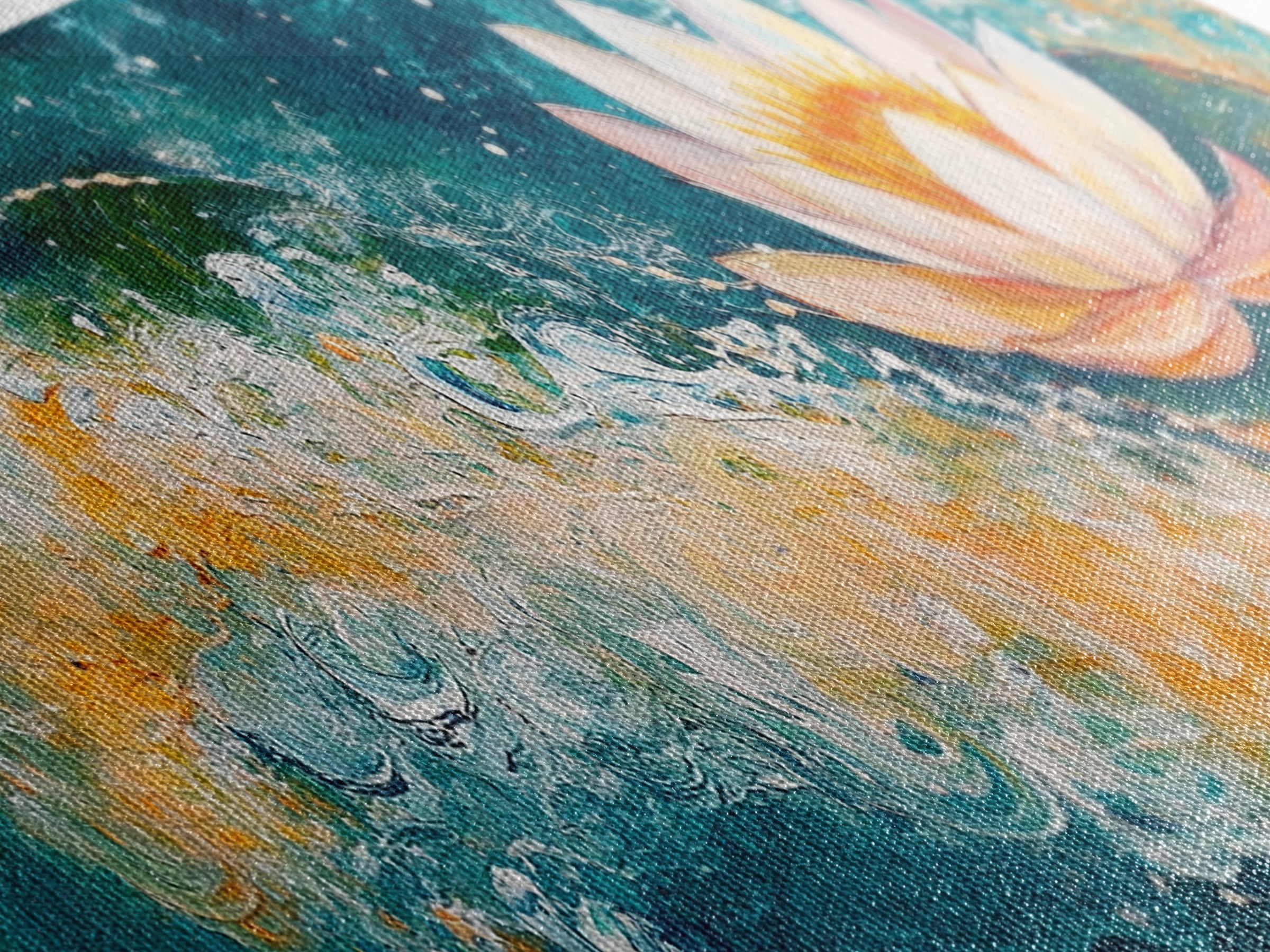 Abstract Water Lily Art, Dreamy Floral Painting, Tranquil Zen Home Decor, Serene Botanical Wall Art, Modern Living Room Artwork