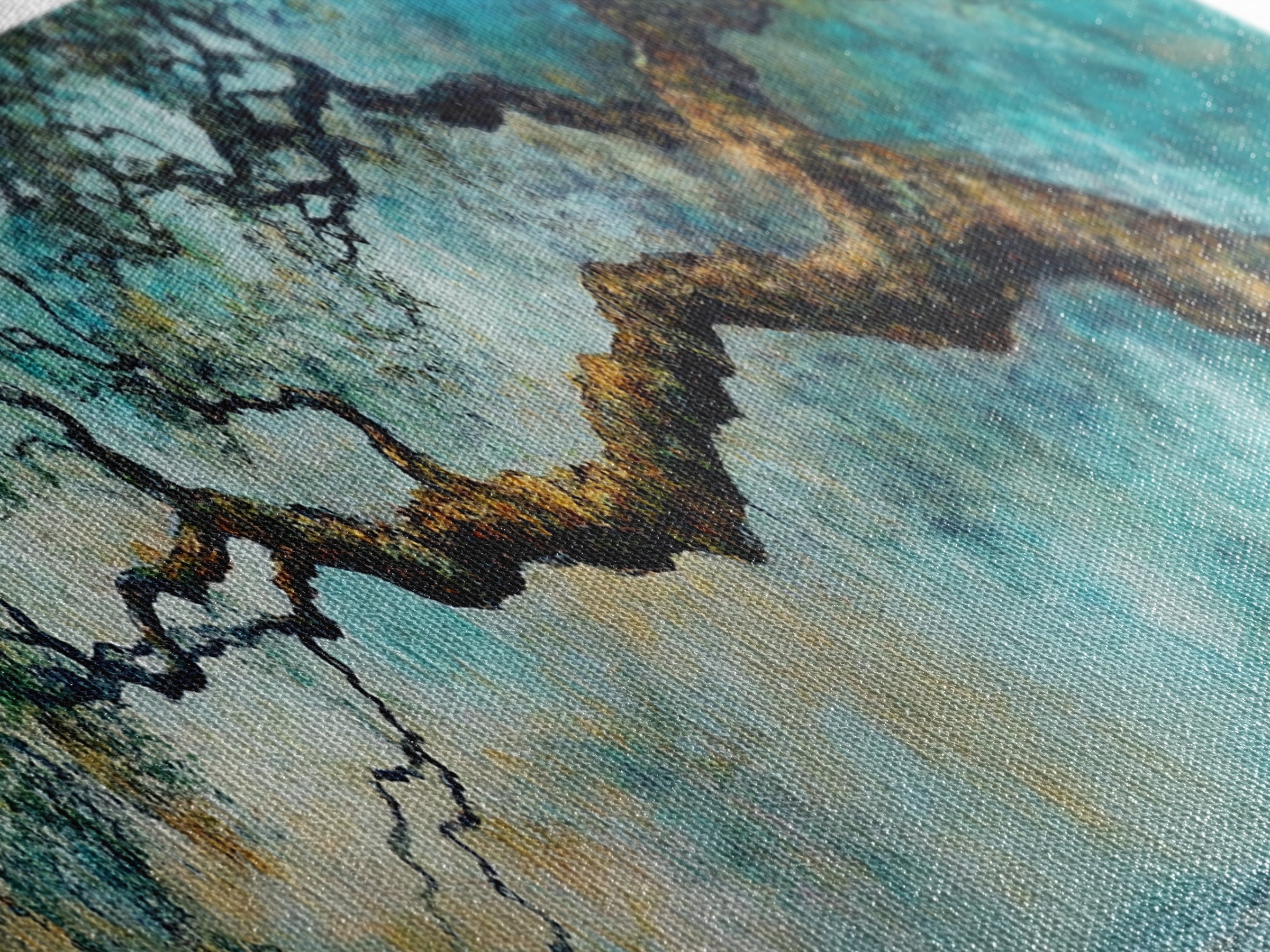 Ancient Oak Tree Framed Canvas Print - Moody Nature Wall Art, Dreamy Landscape Painting, Rustic Living Room Decor, Boho Tree Artwork