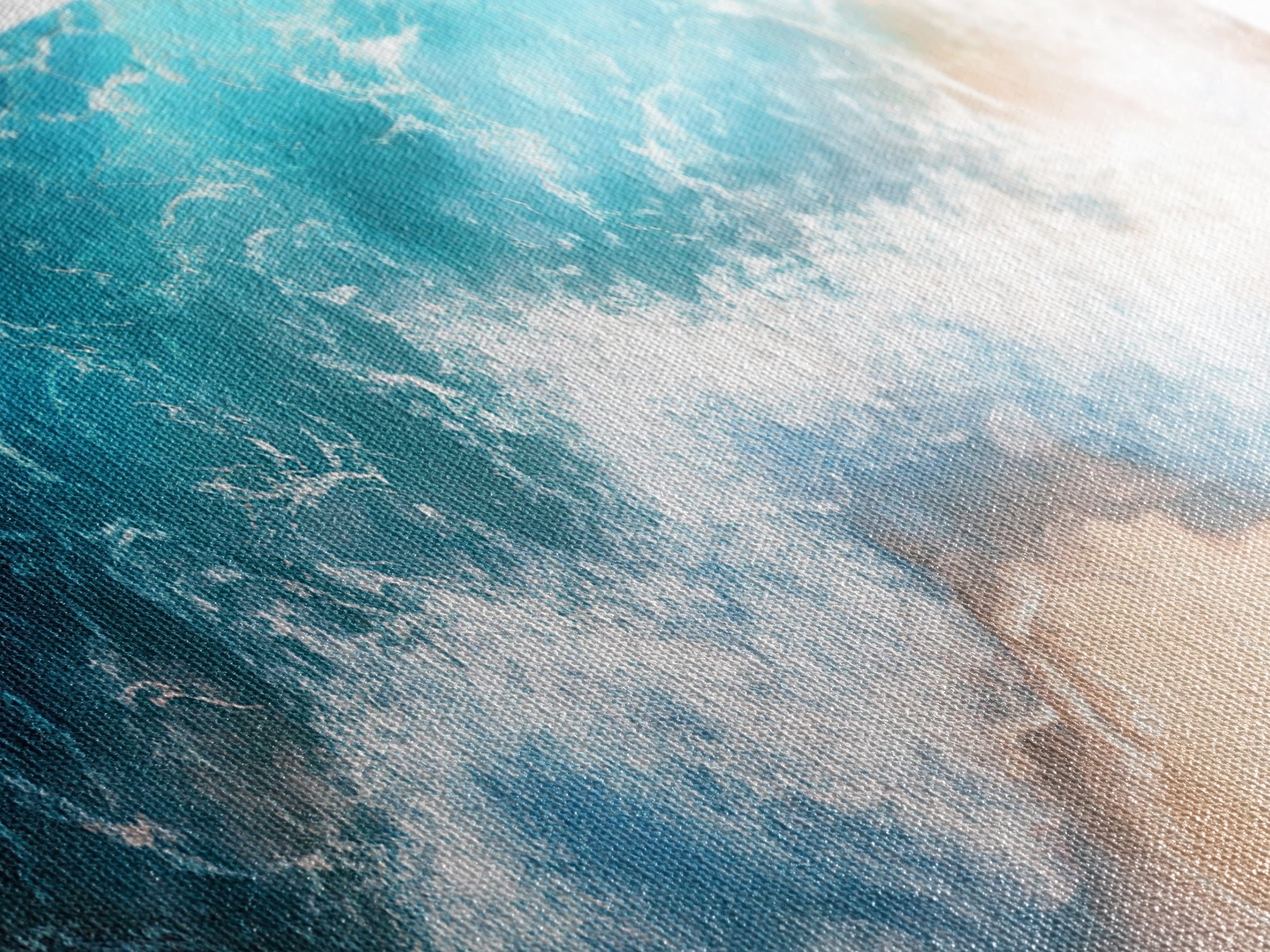 Beach Waves Canvas Print Tropical Shoreline Painting, Blue Ocean Art, Coastal Wall Decor, Relaxing Home Decor, Large Summer Wall Art