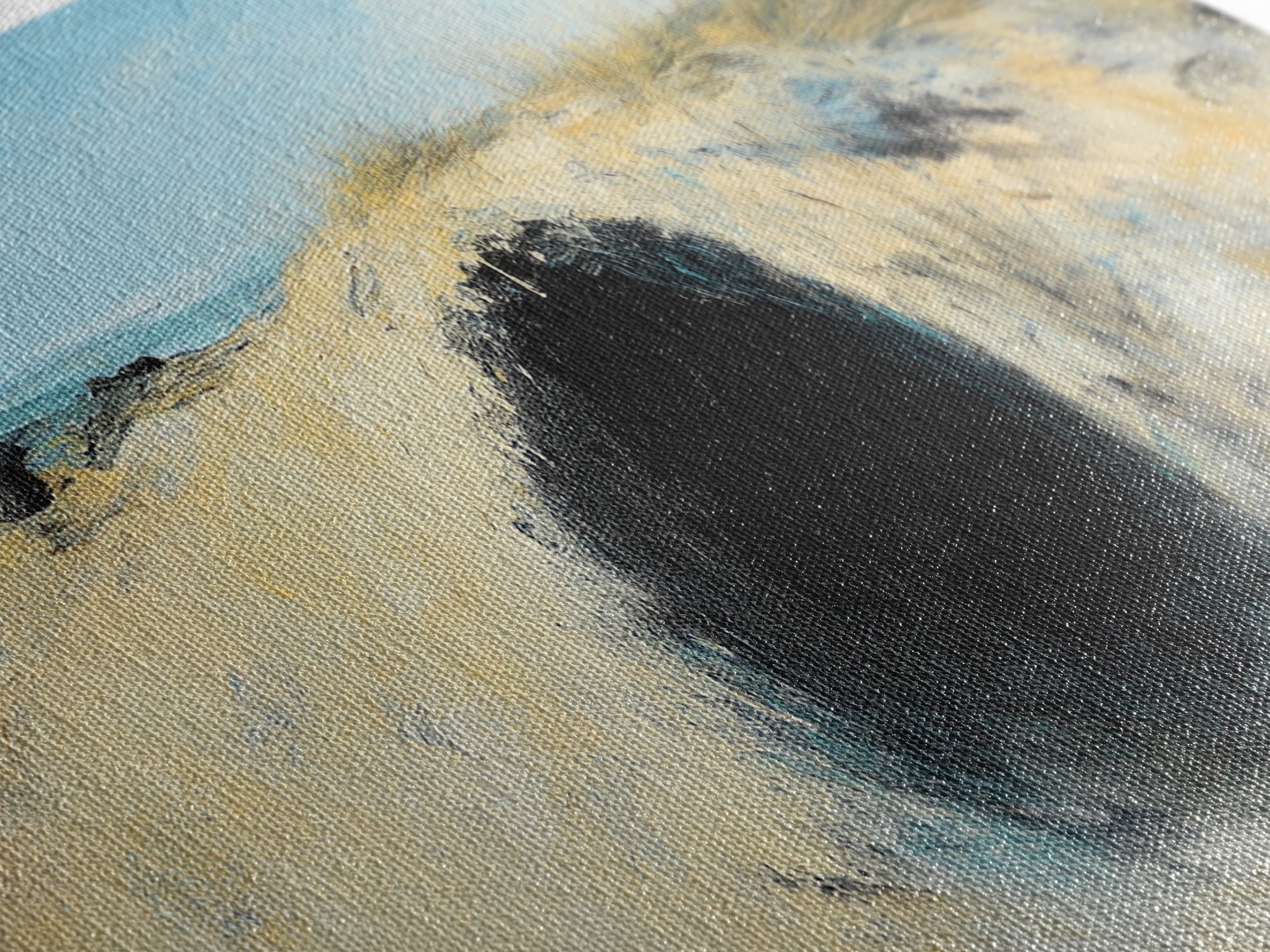 Desert Hole Mystery Framed Canvas Print - Surreal Sand Dune Painting, Minimalist Earthy Wall Art, Unique Living Space