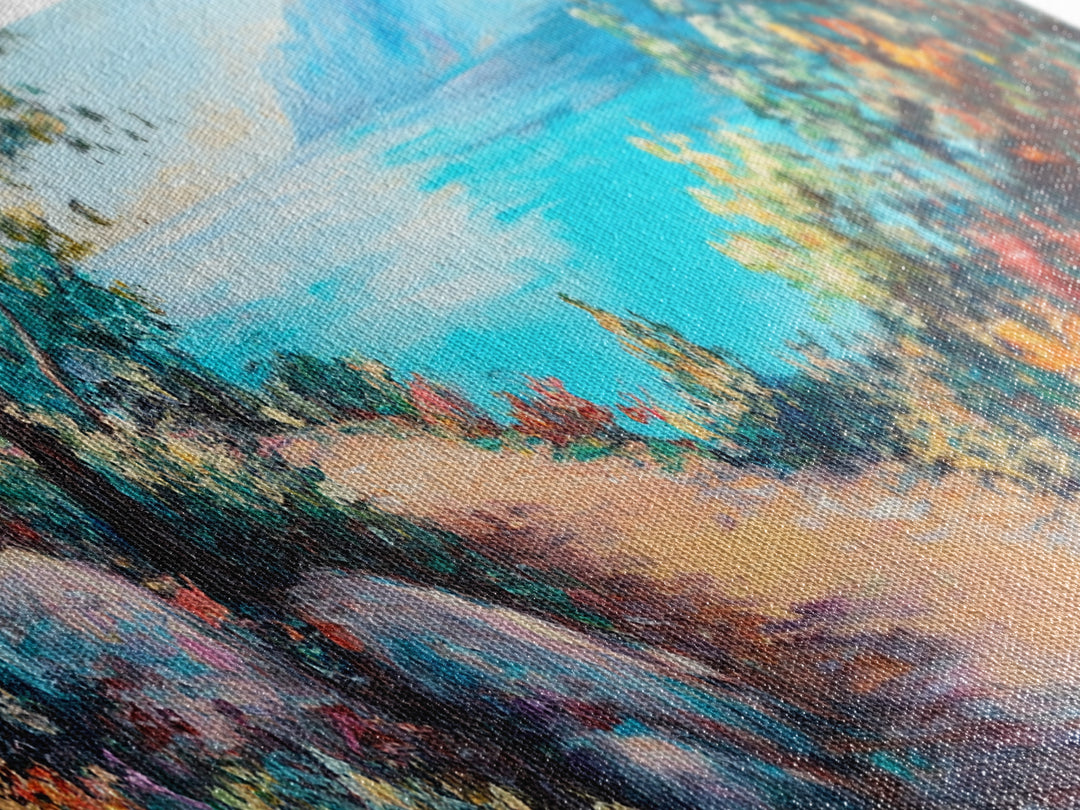 Coastal Pathway Painting Vibrant Beach Landscape Art Mediterranean Seaside Wall Decor Nature Artwork Living Room