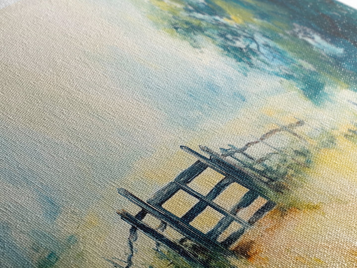 Country Gate Painting Rustic Farmhouse Landscape Art Tranquil Field Wall Decor Cozy Pastoral Artwork Entryway