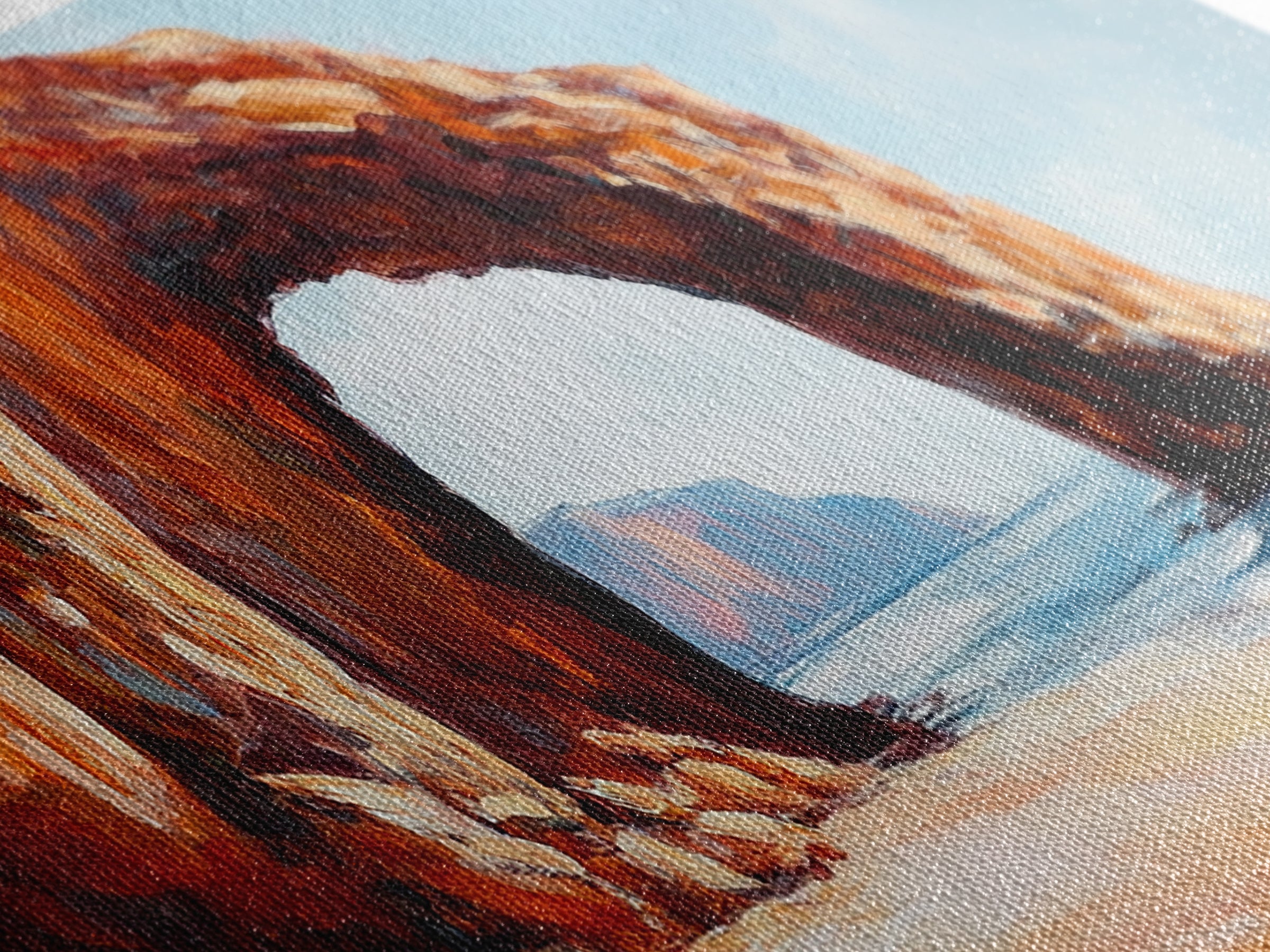 Natural Rock Arch Painting Coastal Cliff Seascape Wall Art Earthy Ocean Landscape Artwork Canvas Print Beach House Decor