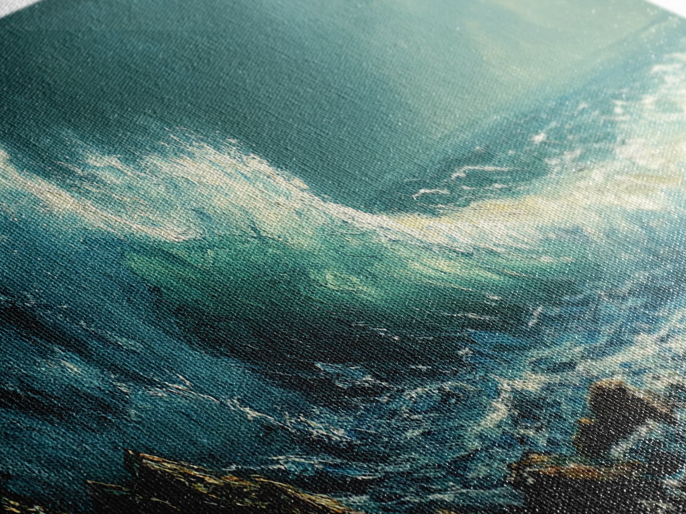 Dark Ocean Wave Canvas Print Dramatic Seascape Art, Coastal Wall Art, Stormy Water Painting, Nautical Home Decor, Large Wall Art