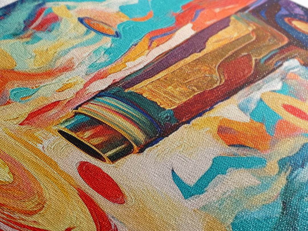 Abstract Shotgun Art Framed Canvas Print Vibrant Wall Decor Western Painting Rustic Living Room Wall Art Southwestern Boho Style