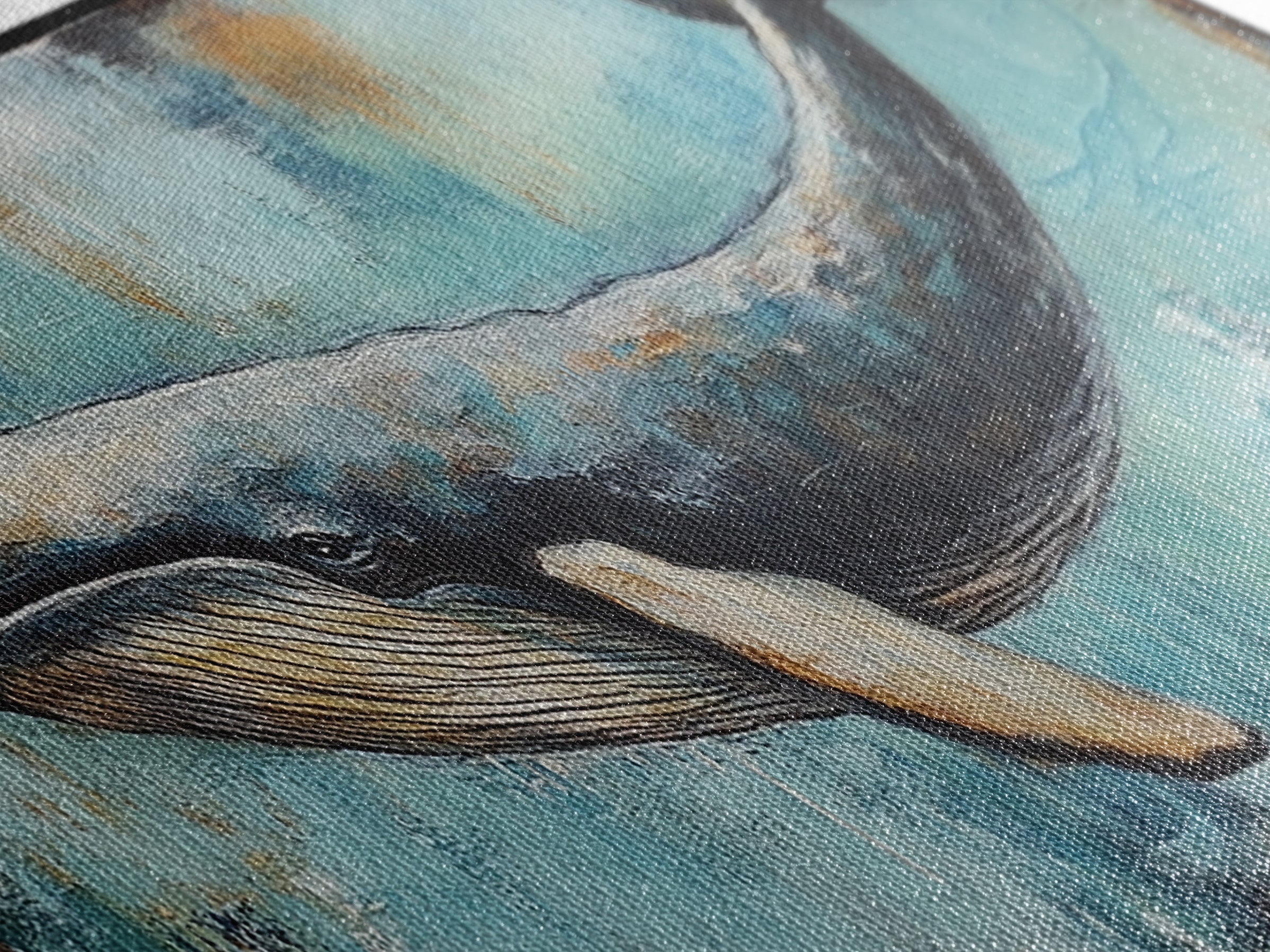 Blue Whale, Ocean Art, Canvas Print, Coastal Home Decor, Nautical Wall Art, Marine Life Painting, Beach House Wall Art, Rustic Artwork