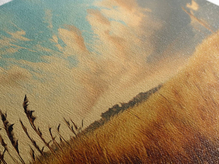 Golden Fields, Autumn Wind Art, Rustic Country Landscape, Farmhouse Home Decor, Living Room Art, Canvas Print, Framed Canvas Print