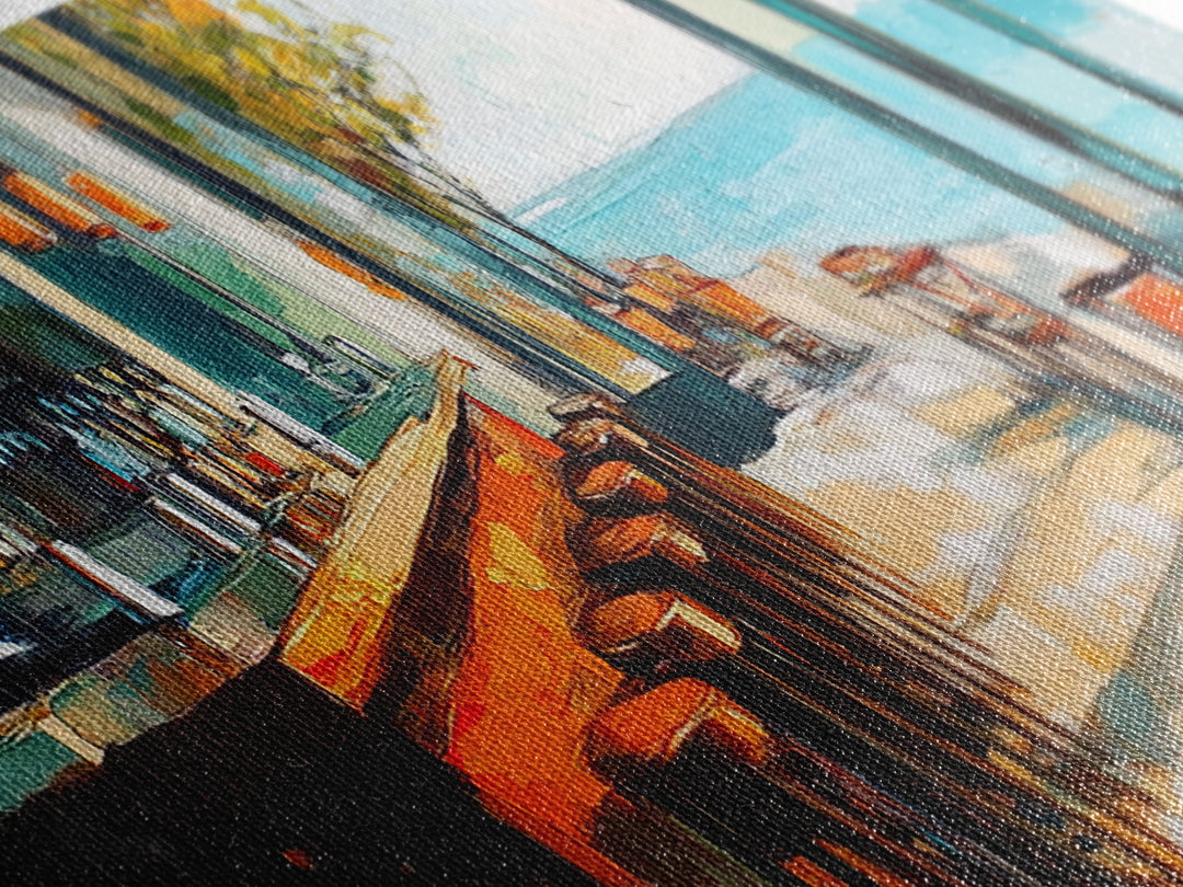 Coastal Beach Bar Framed Canvas Print Modern Seaside Cafe Painting, Coastal Kitchen Wall Art, Tropical Decor, Ocean View Artwork