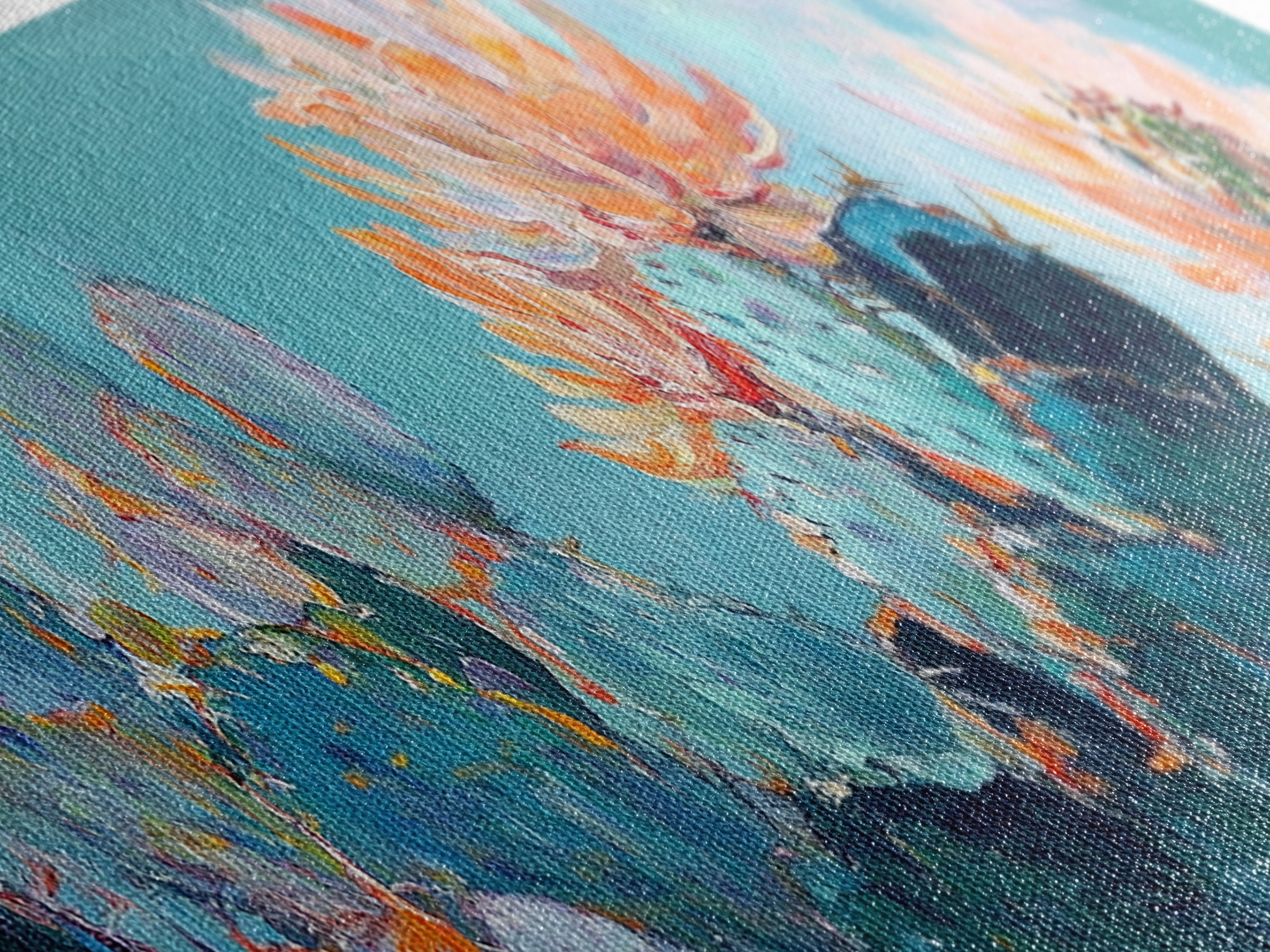 Blooming Cactus Flowers Canvas Print Vibrant Desert Painting, Boho Wall Art, Southwest Decor, Botanical Living Room Artwork