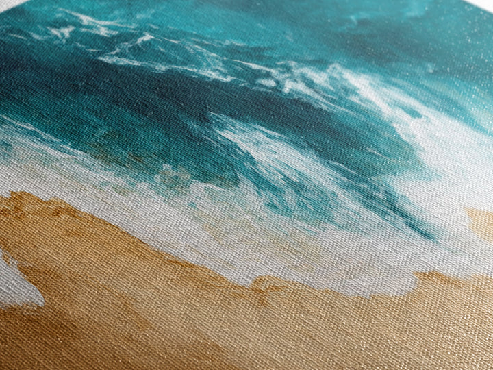 Aerial Beach View Canvas Print Abstract Seascape Painting, Ocean Waves , Nautical Coastal Wall Art, Minimalist Home Decor