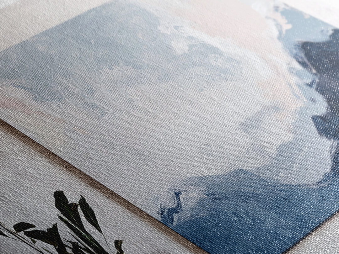 Blue Abstract Waves Canvas Print Minimalist Coastal Wall Art, Serene Seascape Painting, Modern Office or Living Room Decor, Gift Idea