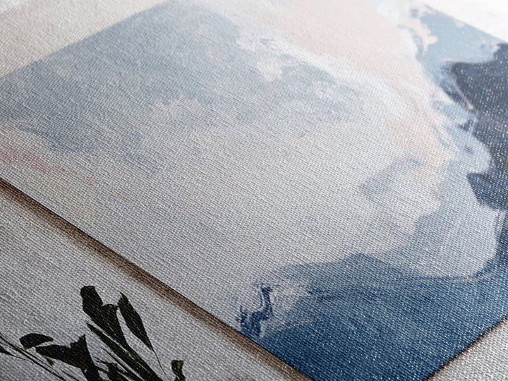 Blue Abstract Waves Canvas Print Minimalist Coastal Wall Art, Serene Seascape Painting, Modern Office or Living Room Decor, Gift Idea