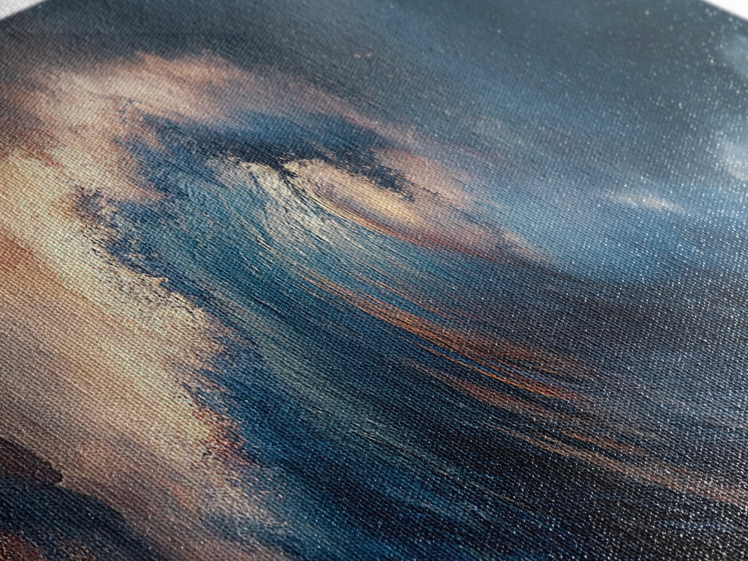 Dramatic Ocean Wave Framed Canvas Print Moody Seascape Wall Art, Deep Blue Stormy Sea Decor, Statement Living Room or Office Art