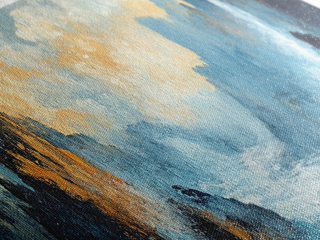 Abstract Mountain Waterfall Wall Art, Moody Landscape Painting, Modern Nature Art, Statement Artwork, Office Wall Decor