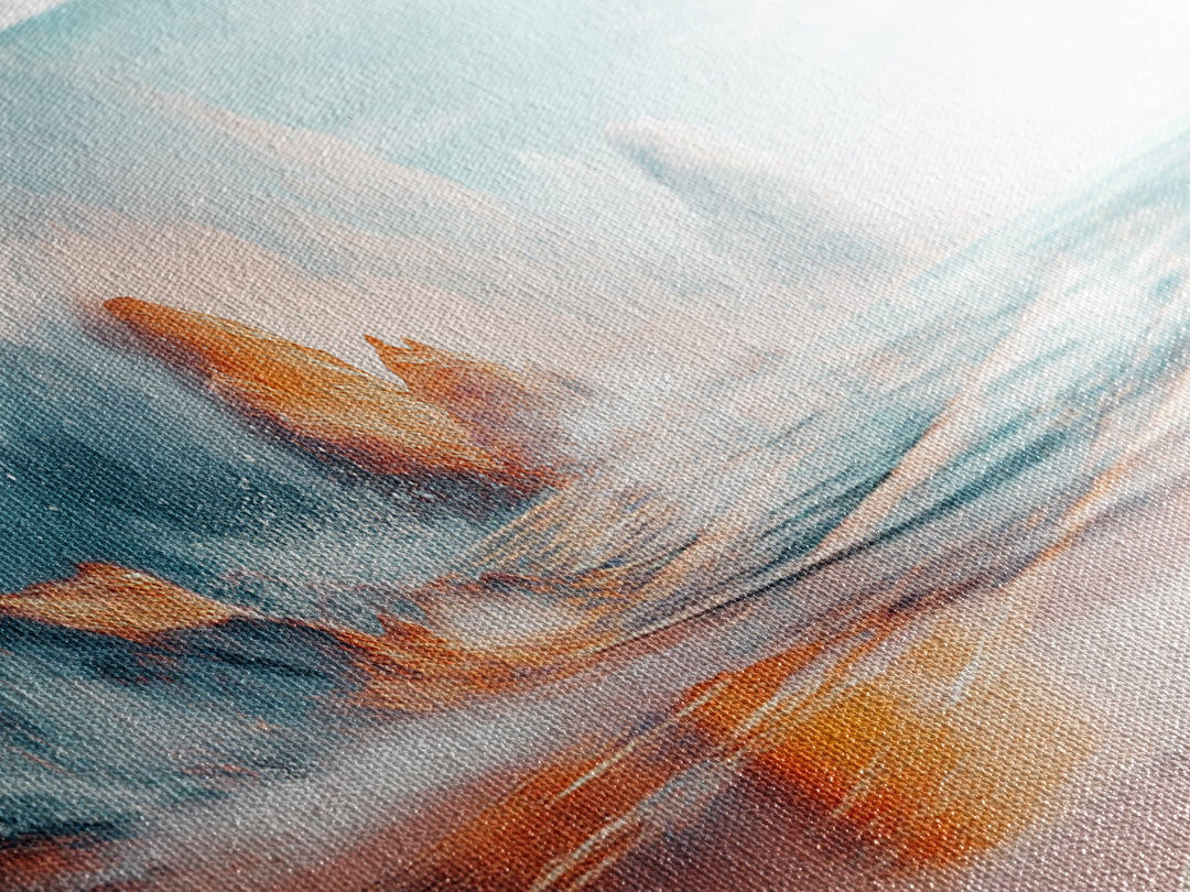 Ocean Wave Sunset Wall Art, Beach Coastal Painting, Serene Seascape Artwork, Relaxing Nautical Decor, Modern Home Accent