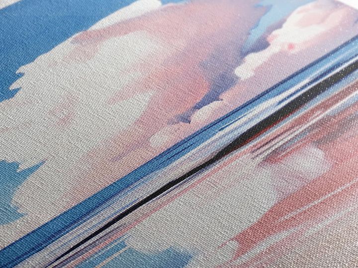 Coastal Clouds, Beach Landscape, Ocean Wall Art, Canvas Print, Blue Sky, Minimalist Home Decor, Living Room Art, Nautical Aesthetic