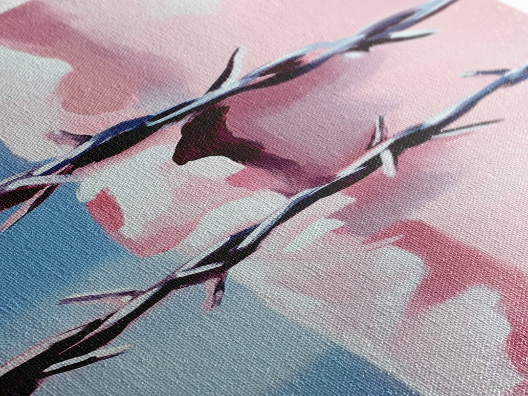 Barbed Wire Closeup, Modern Western, Pink and Blue Art, Framed Canvas Print, Minimalist Wall Art, Rustic Decor, Entryway Wall Art