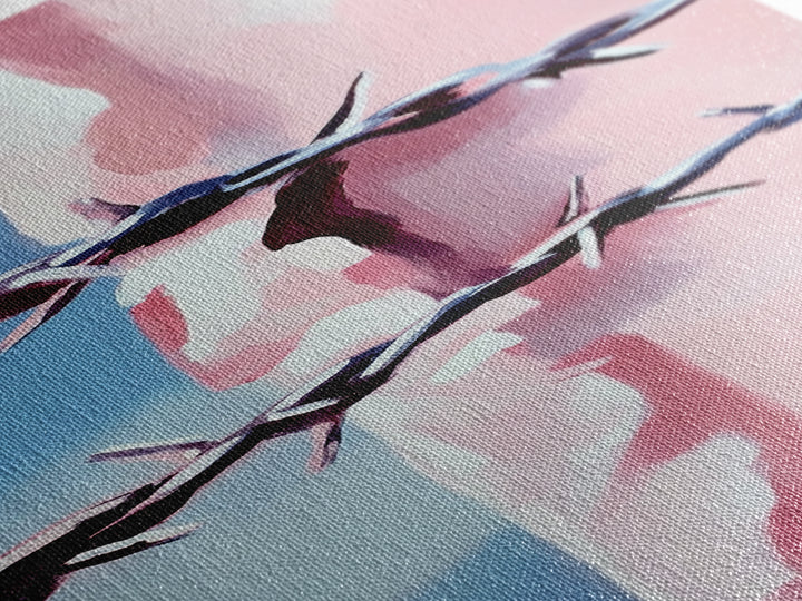 Barbed Wire Closeup, Modern Western, Pink and Blue Art, Framed Canvas Print, Minimalist Wall Art, Rustic Decor, Entryway Wall Art