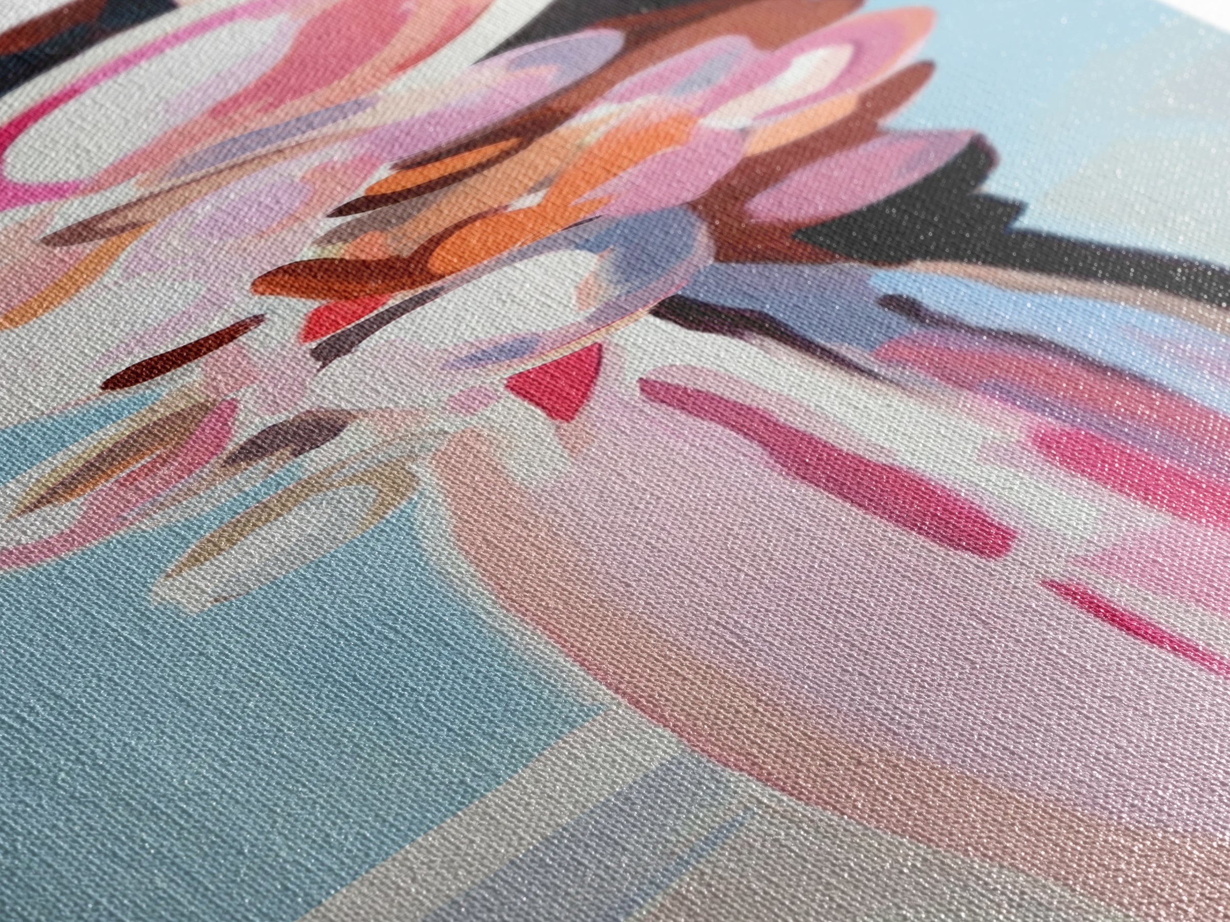 Abstract, Pink Bouquet, Floral Wall Art, Framed Canvas Print, Modern Expressionist Art, Soft Color Palette, Bedroom Wall Art