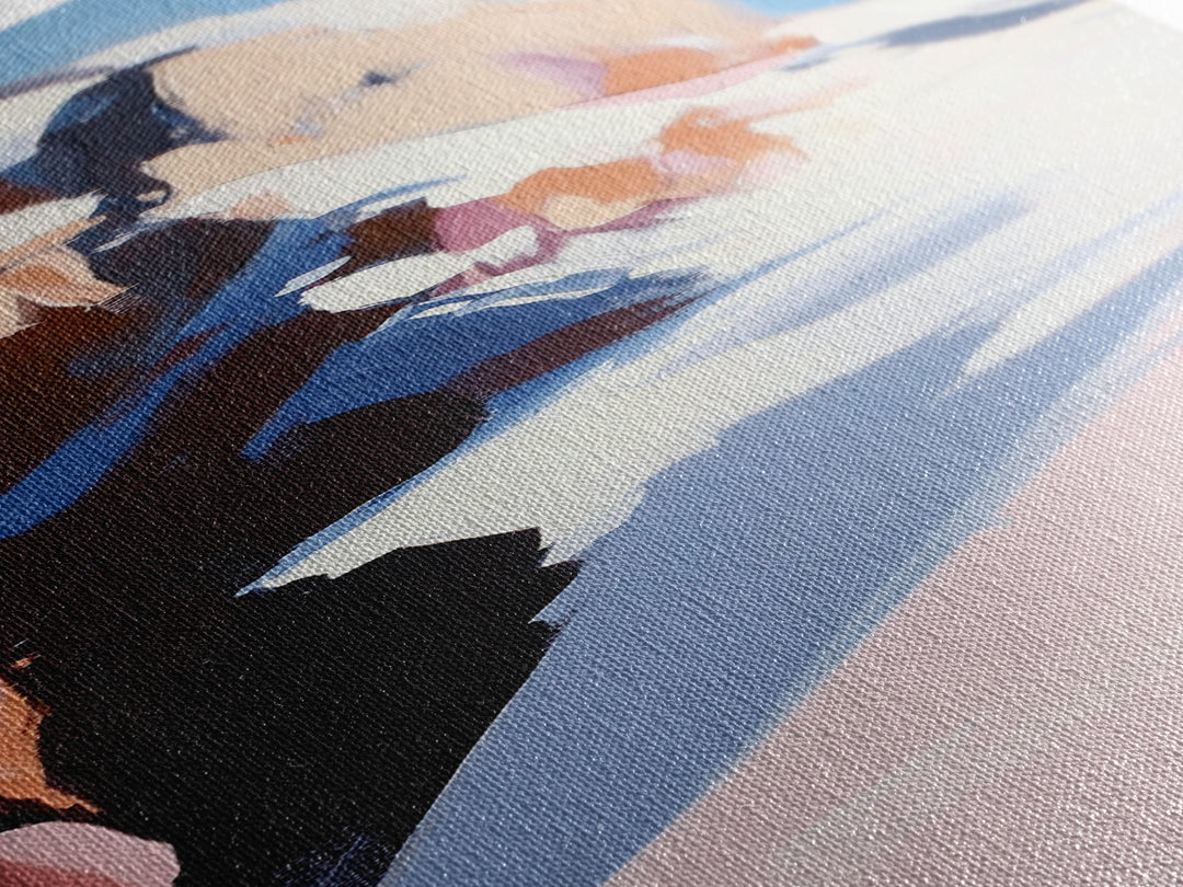 Mountain Modern Landscape, Snowy Peak, Framed Canvas Print, Contemporary Wall Art, Living Room Wall Art, Elegant Fine Art