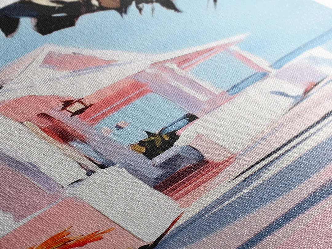 Beach House, Oceanfront Living, Coastal Home, Framed Canvas Print, Tropical Wall Art, Soft Pastel Aesthetic, Living Room Wall Art