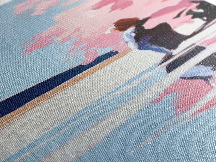 Cherry Blossom, Spring Landscape, Feminine Art, Nature Serenity, Japanese Garden, Pastel Aesthetic, Bedroom Wall Art, Framed Canvas Print