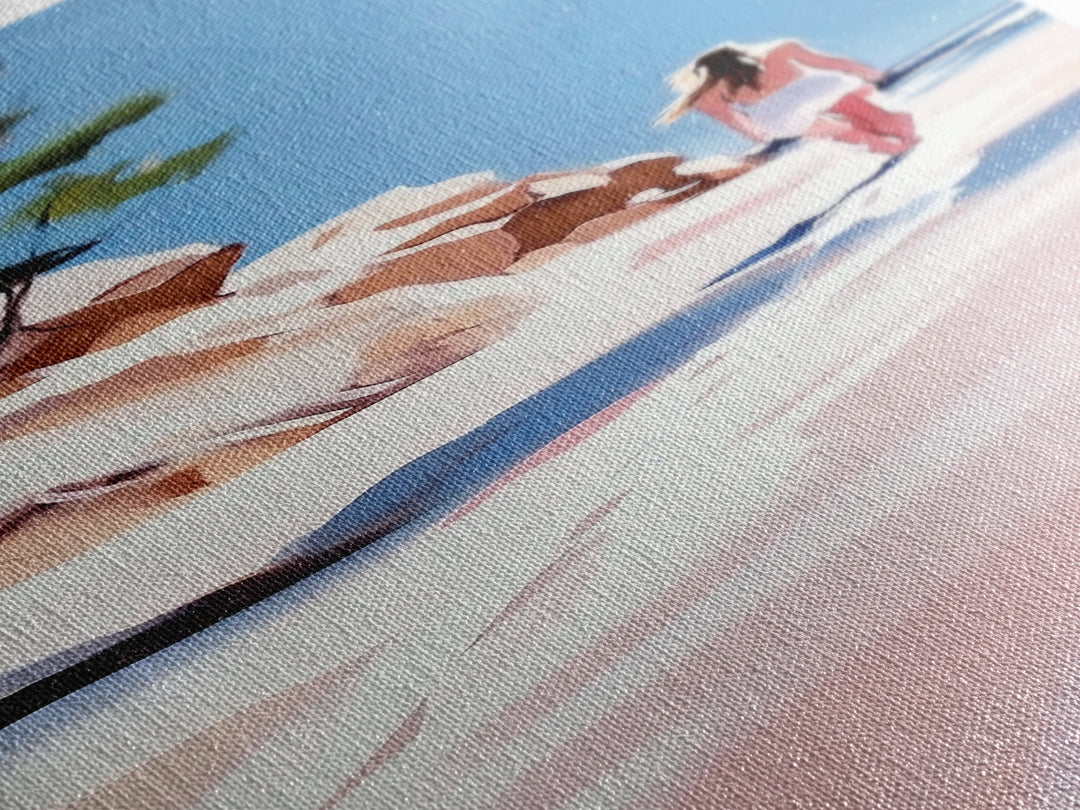 Beach Walk, Ocean Escape, Summer Serenity, Coastal Home Decor, Minimalist Seaside Painting, Modern Aesthetic, Framed Canvas Print