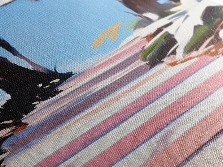 Coastal Pathway, Nature Wall Art, Beach House Decor, Minimalist Landscape, Framed Canvas Print, Blue Wall Art, Summer Aesthetic