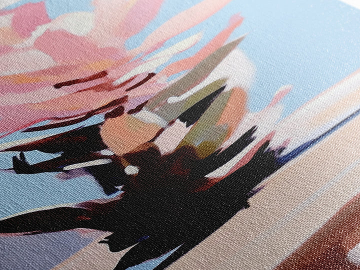 Blooming Beauty, Pastel Floral Art, Feminine Aesthetic, Soft Pink Flowers, Minimalist Botanical Painting, Bedroom Framed Canvas Print