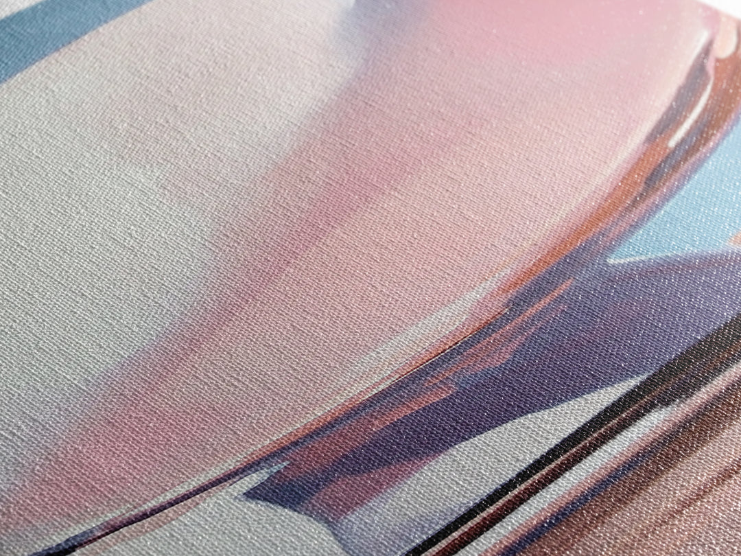 Abstract Reflection, Pink, Blue, Modern Art, Minimalist, Surrealist, Contemporary, Stylish, Bedroom, Framed Canvas Print