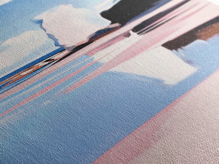 Rock Formation, Coastal Reflection, Ocean Landscape, Soft Pastel Seascape, Modern Boho Art, Nature Inspired Framed Canvas Print, Zen Decor