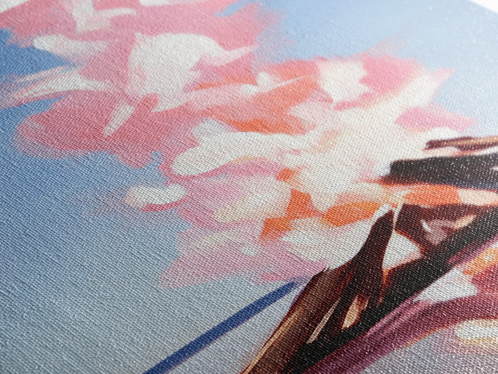 Campfire Glow, rustic cabin art, warm autumn decor, boho landscape, firelight painting, cozy home art, framed canvas print