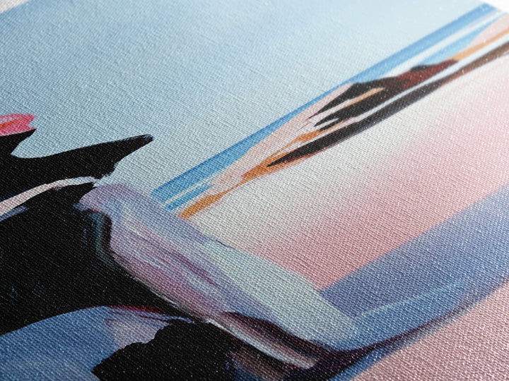 Coastal Cliffs, Pink Waves, Ocean Sunset, Canvas Print, Seascape Wall Art, Beach House Decor, Minimalist Coastal Art, Bedroom Wall Art