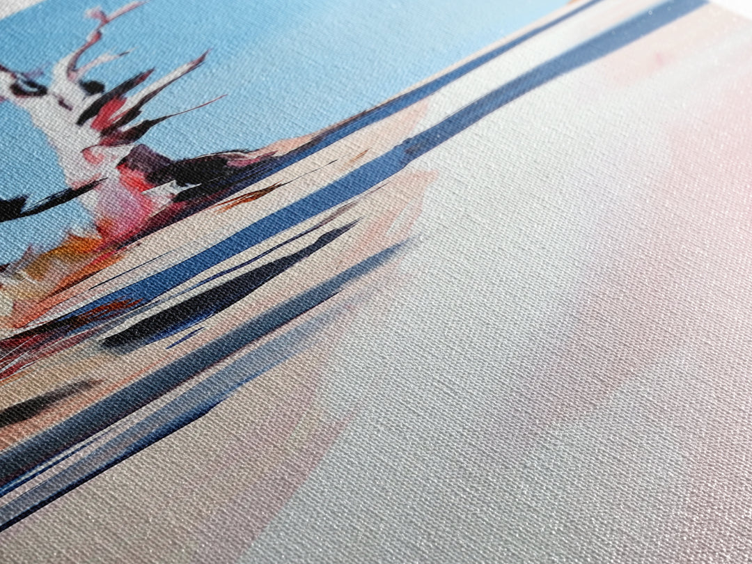 Coastal Tree, Beach Landscape Art, Modern Nature Print, Minimalist Decor, Neutral Wall Art, Framed Canvas Print, Living Room Art