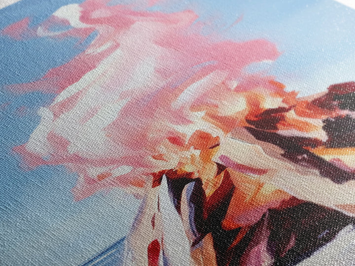 Beach Campfire, warm fall decor, rustic wilderness art, outdoor adventure painting, cozy cabin vibes, framed canvas print