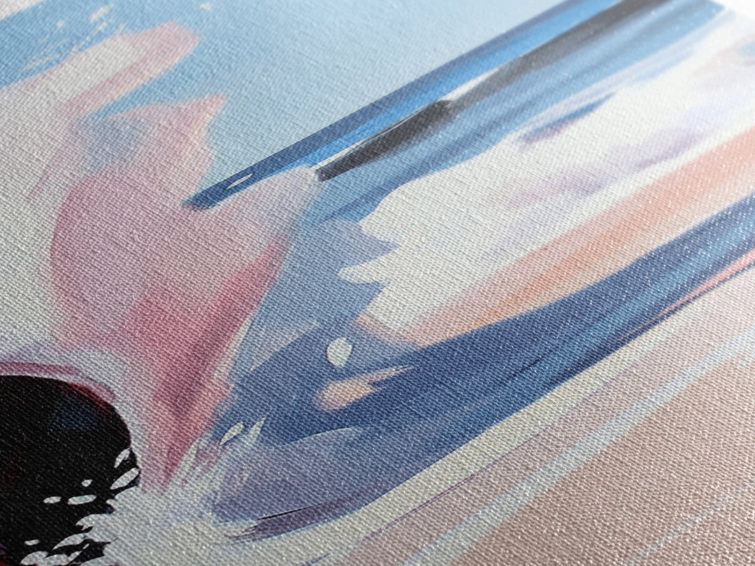 Coastal Wave, Pink Sunset, Canvas Print, Modern Beach Art, Abstract Ocean Wall Decor, Nautical Home Aesthetic, Living Room Art