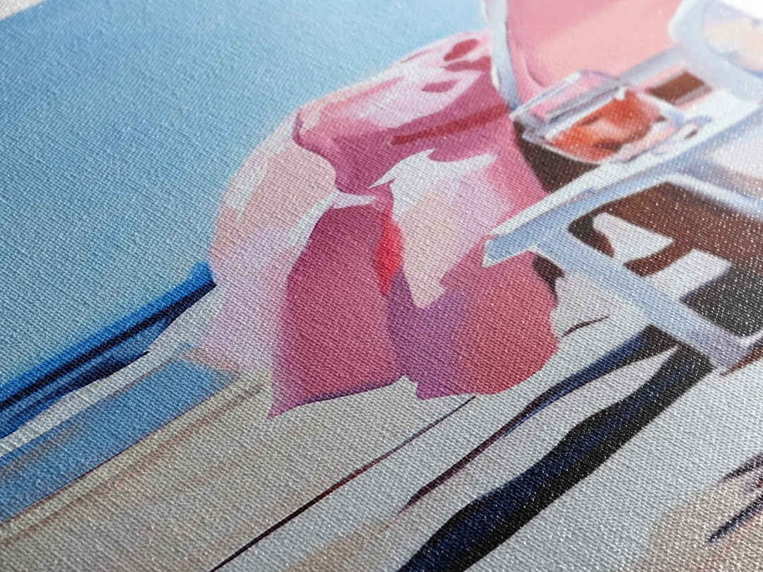 Beach Lounge, Coastal Retreat, Relaxing Seaside, Framed Canvas Print, Minimalist Art, Nautical Wall Art, Summer Decor, Living Room Art