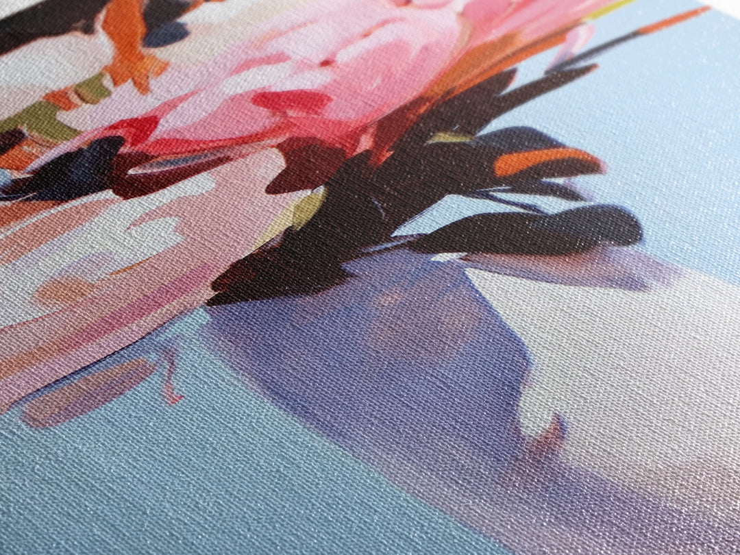 Abstract Floral Art, Bold Flower Painting, Romantic Wall Decor, Framed Canvas Print, Modern Home Art, Feminine Aesthetic, Bedroom Wall Art