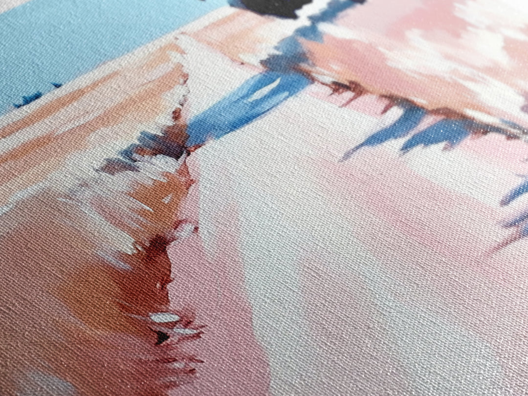 Countryside Path Art, Rustic Landscape Print, Minimalist Nature Painting, Warm Autumn Decor, Serene Scenic Artwork, Framed Canvas Print